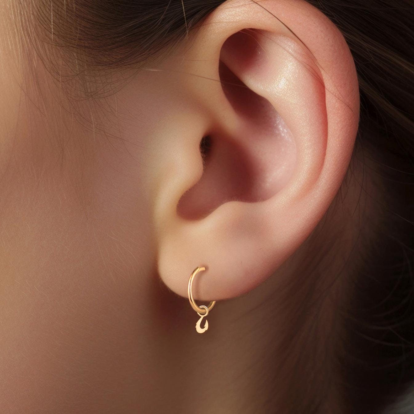 Hook Huggie Hoop Earrings