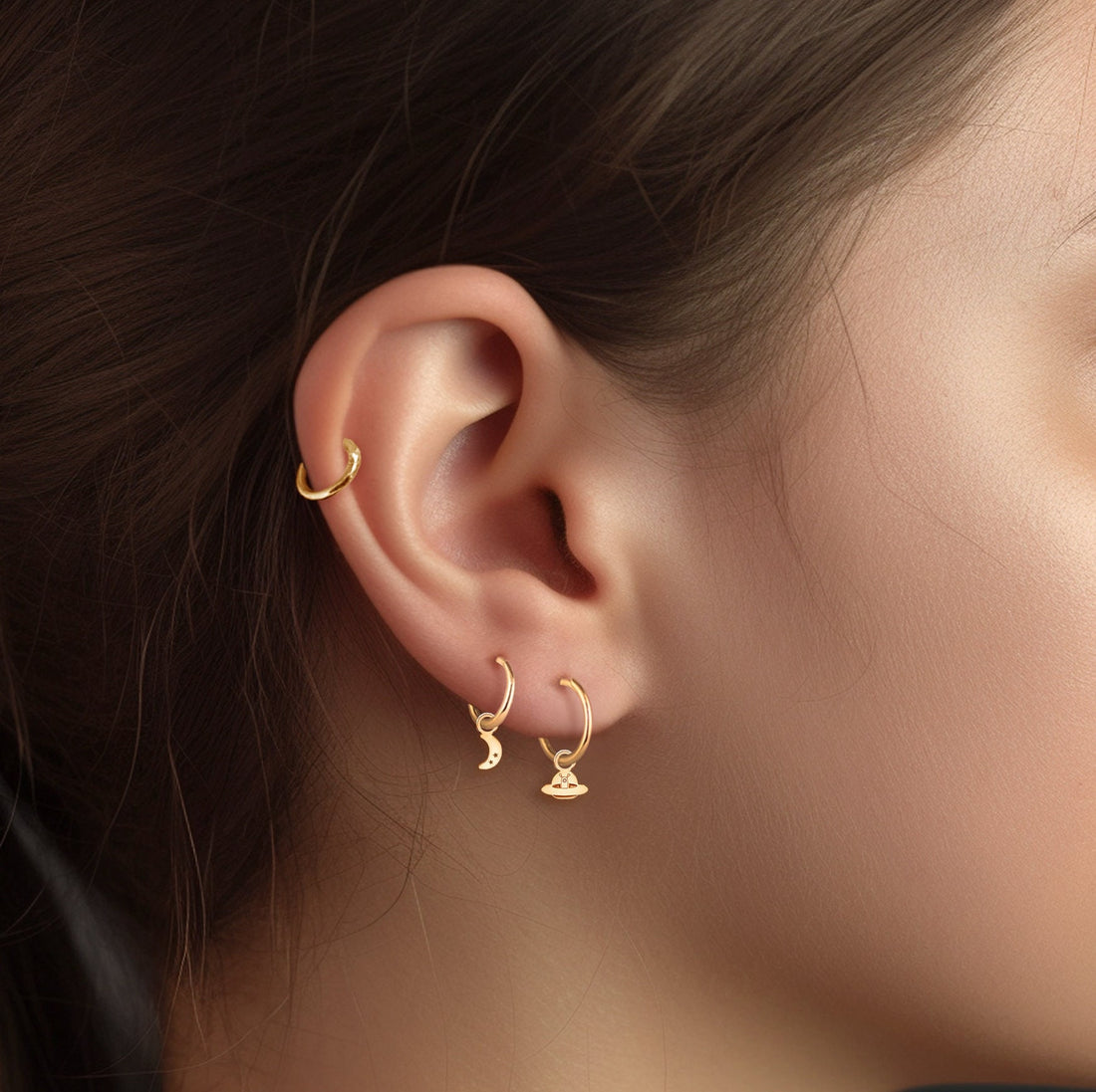 Alien UFO Spaceship Huggie Earrings