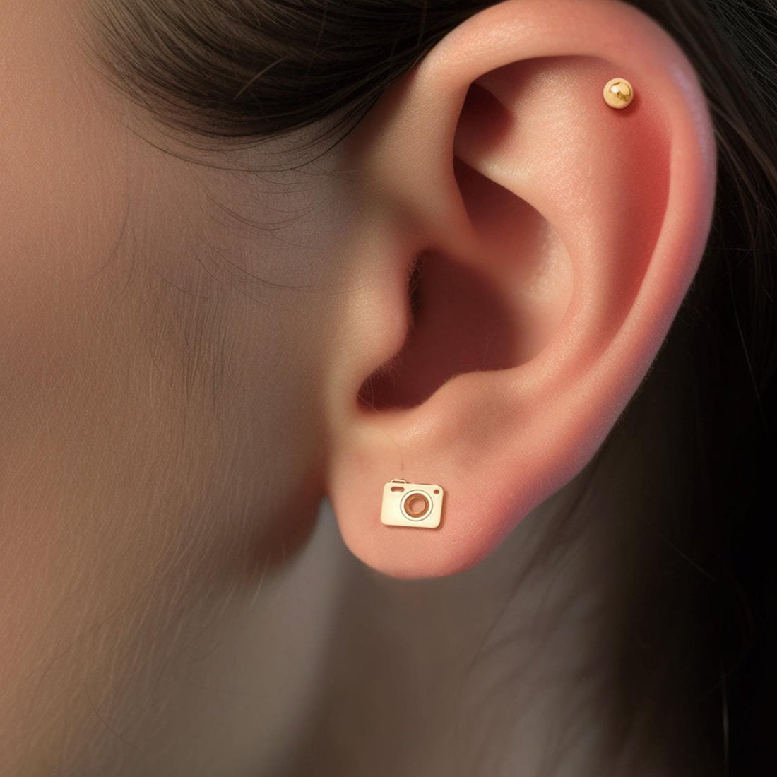 Camera Charm Stud Earrings
