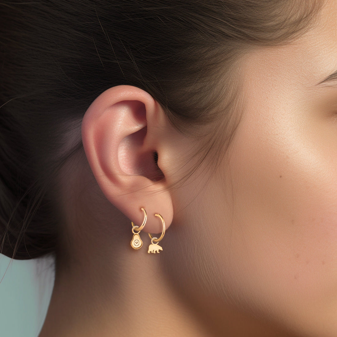 Avocado Charm Hoop Earrings
