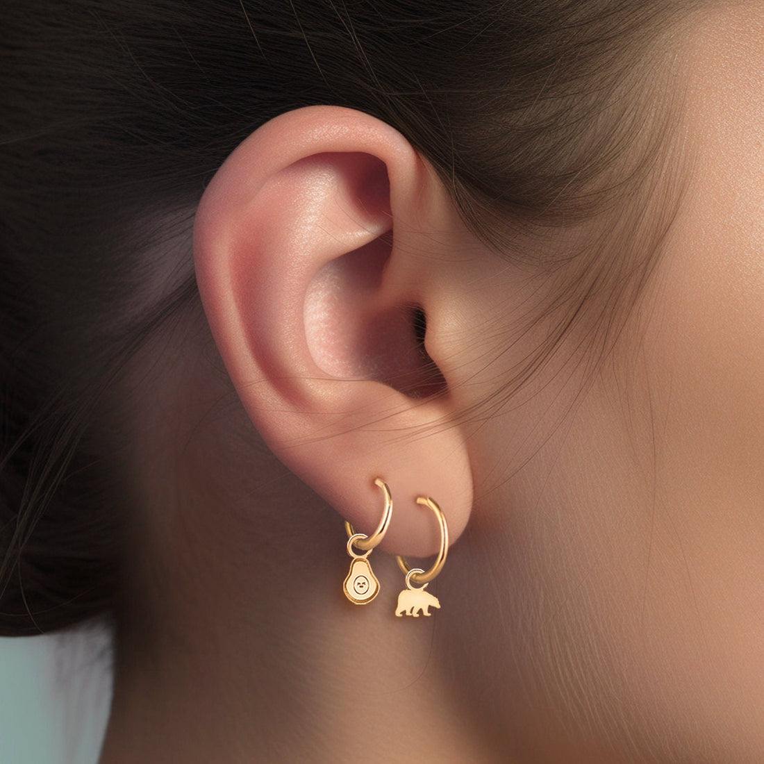 Avocado Charm Hoop Earrings