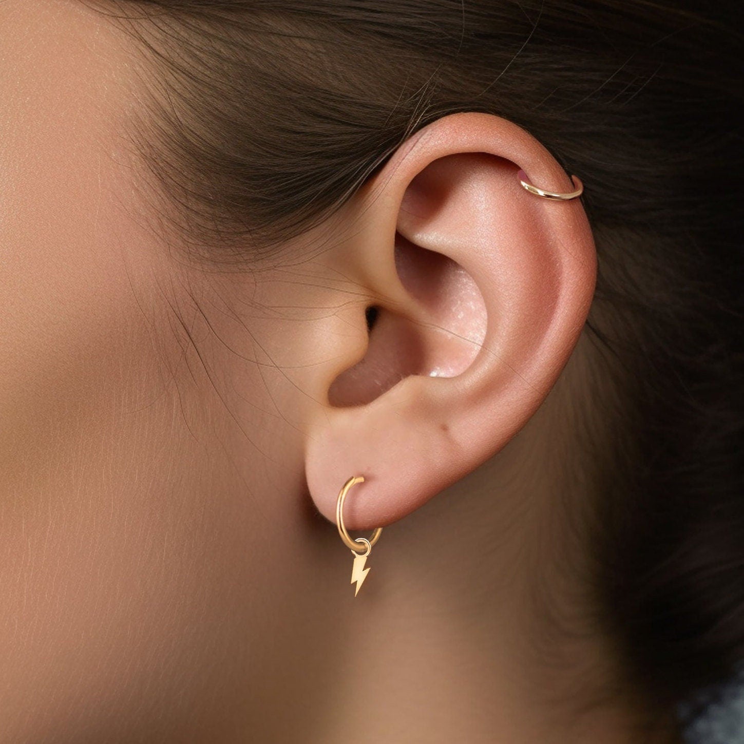 Lightning Bolt Hoop Earrings