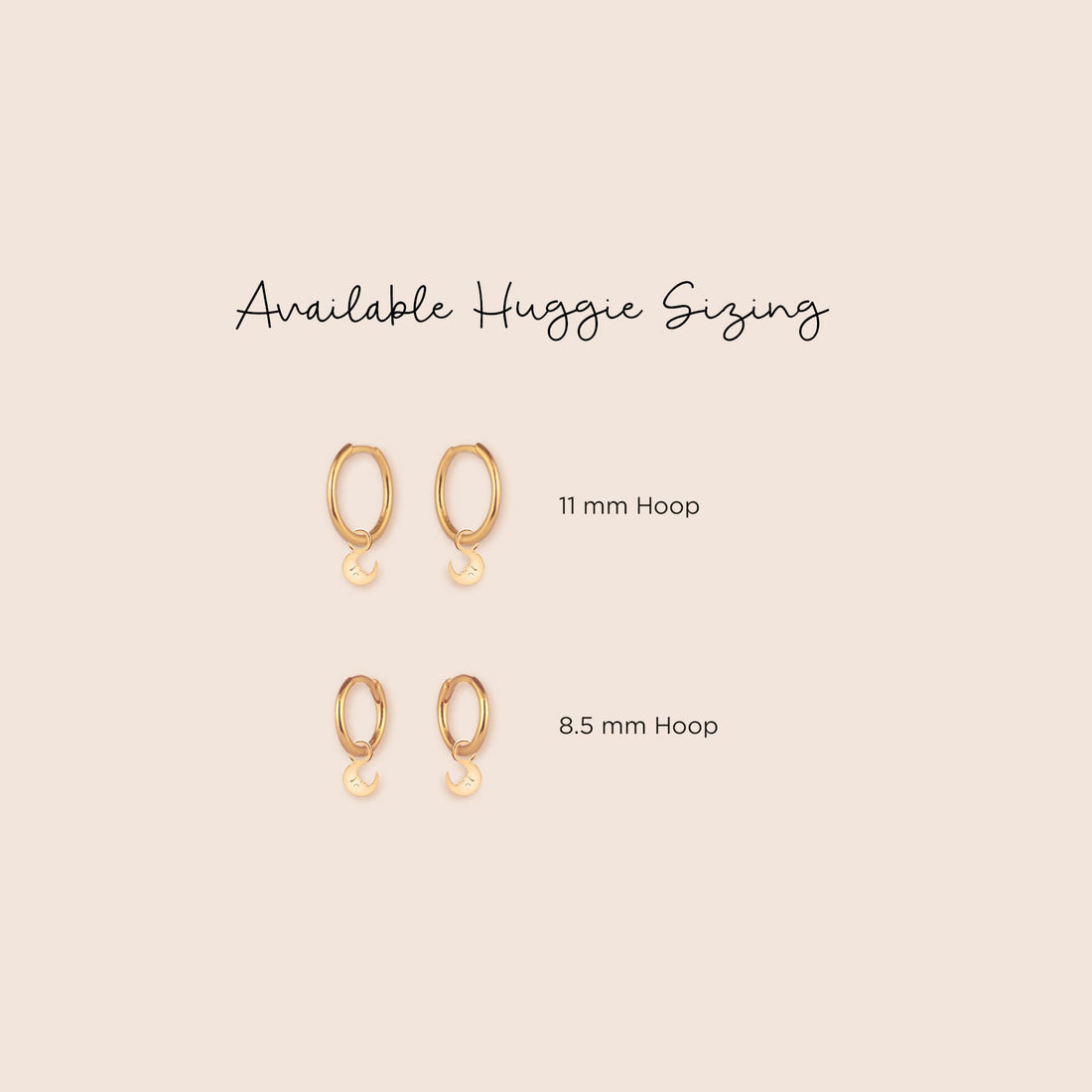 Minimalist Crescent Moon Charm Hoop Earrings - Handcrafted in 14k Gold Vermeil, Sterling Silver, Solid 14k Gold | Celestial Jewelry