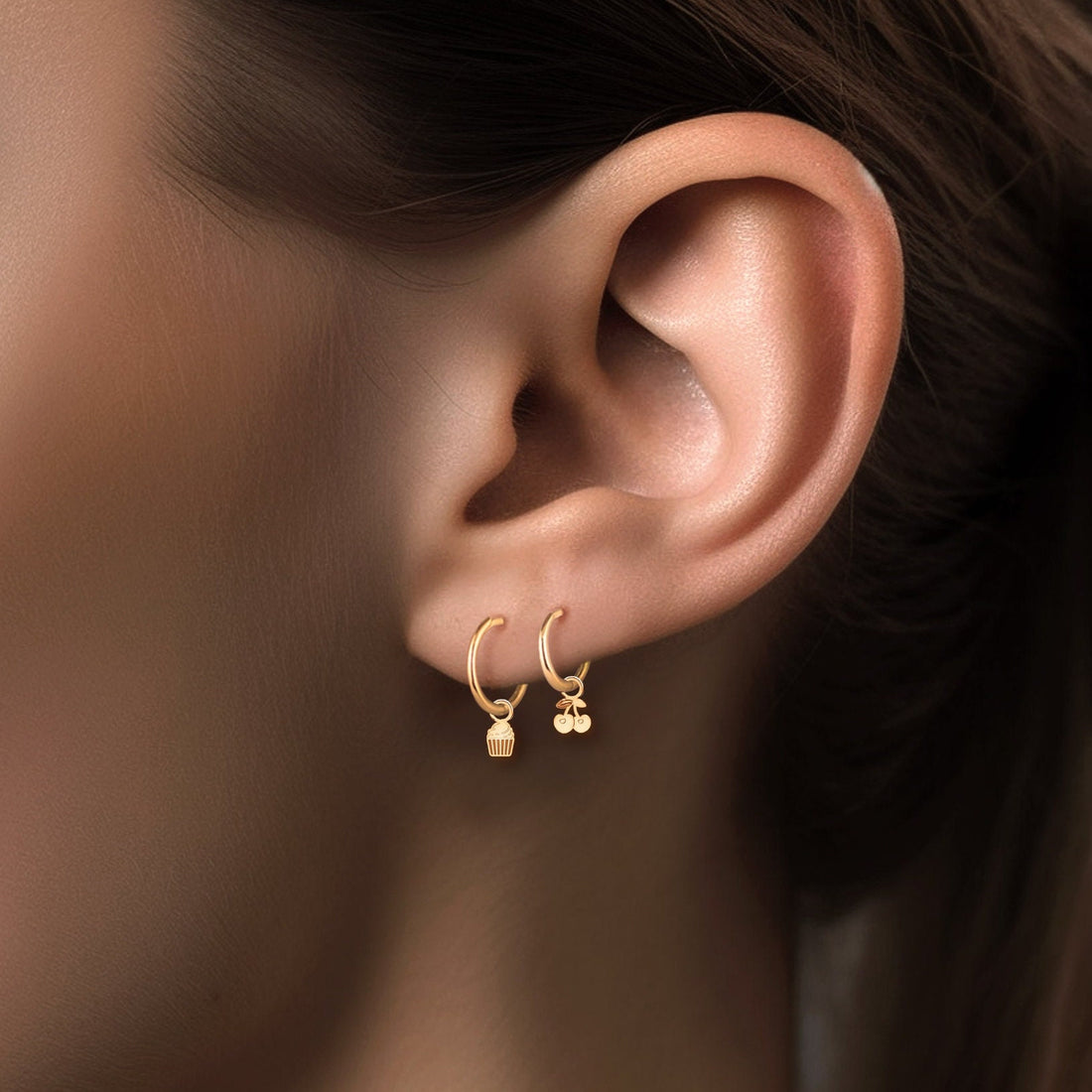 Cupcake Drop Hoop Earrings