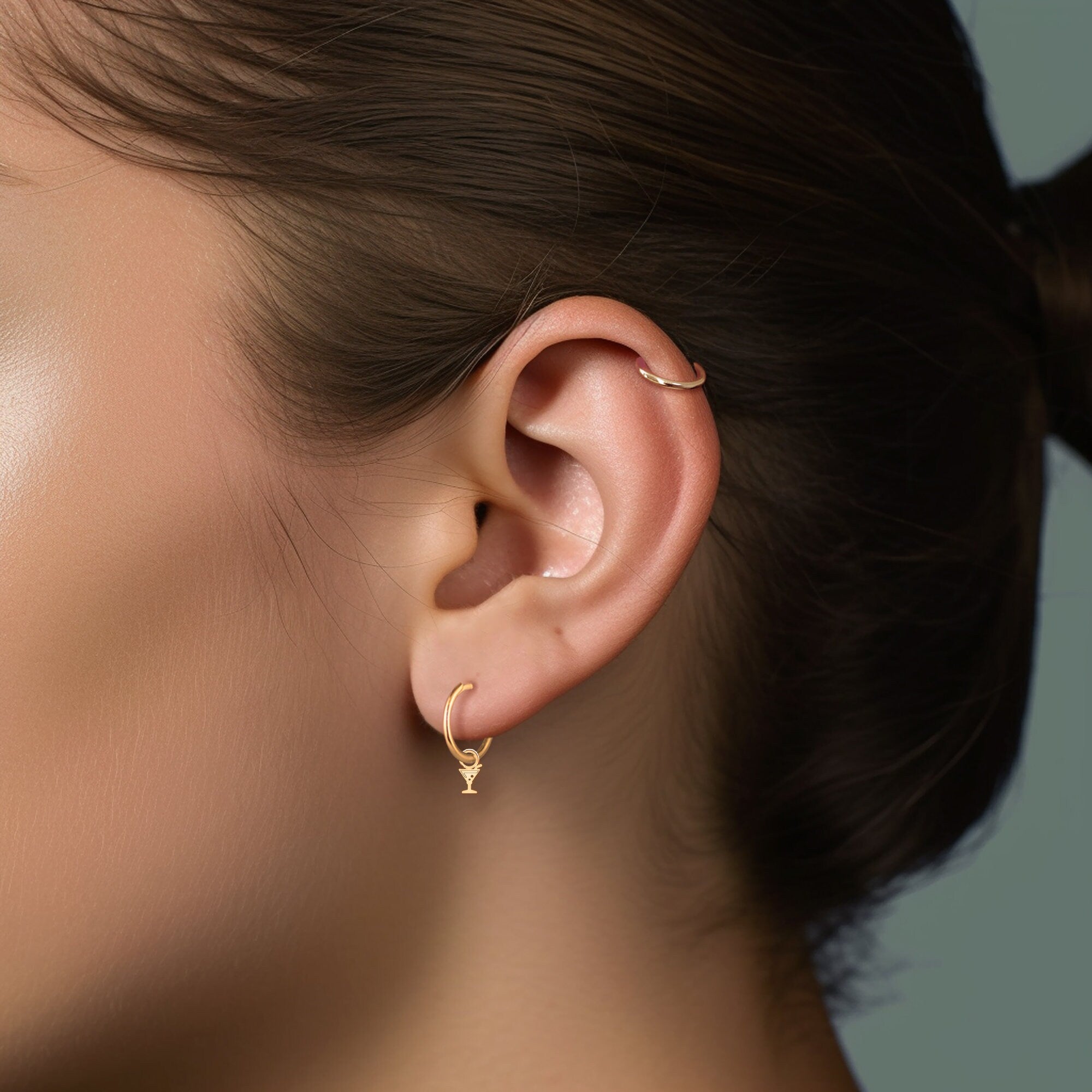Martini Glass Huggie Earrings