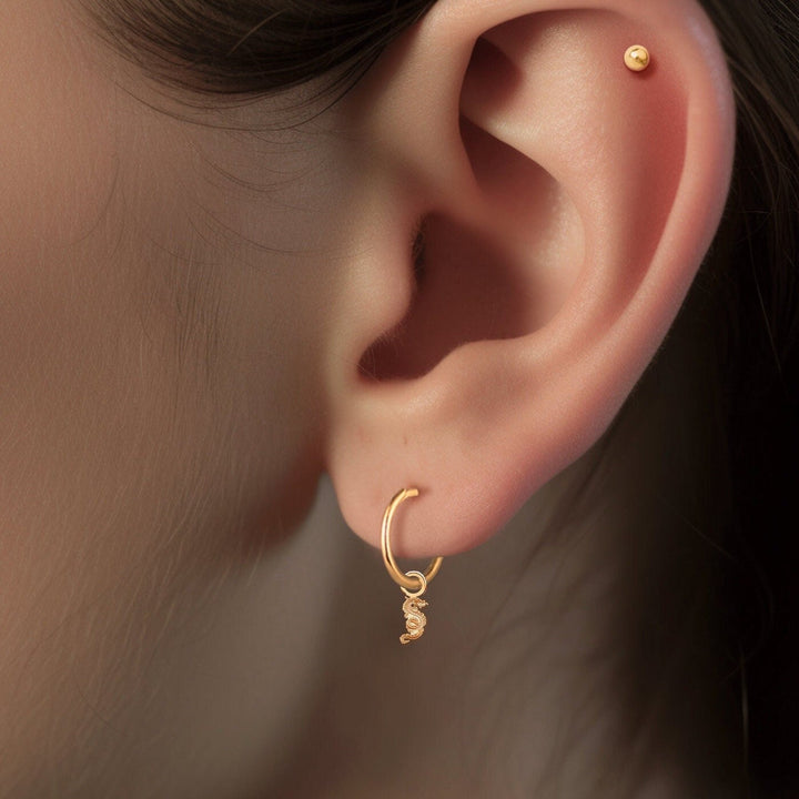 Dragon Charm Huggie Hoops