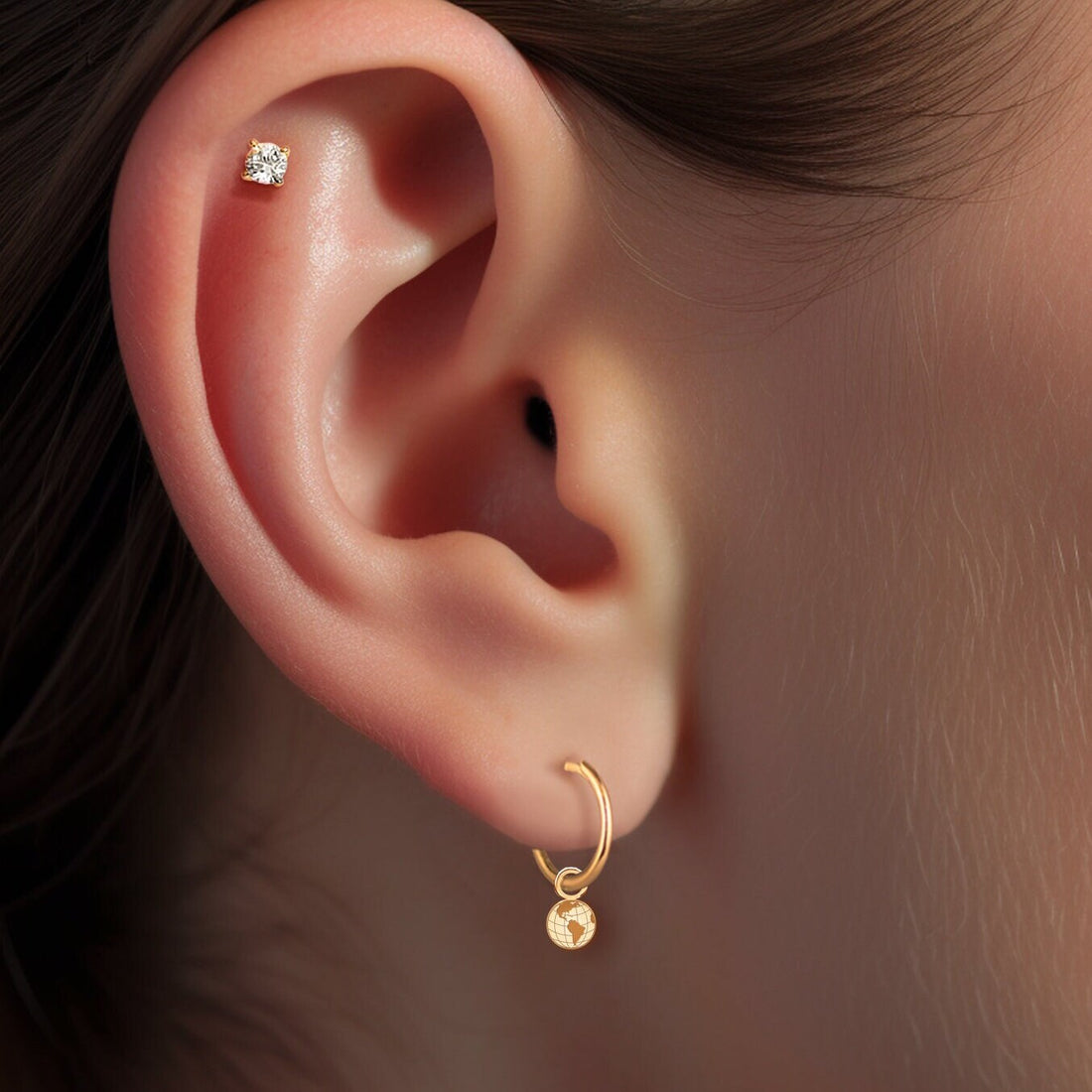 Globe charm earrings