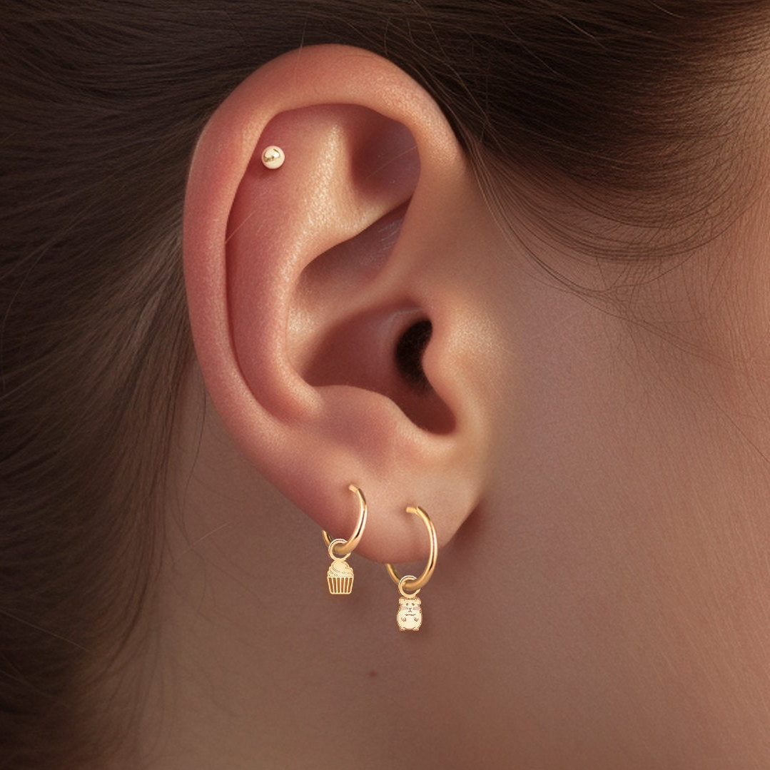Huggie Charm Earring Charm Huggie Hoops