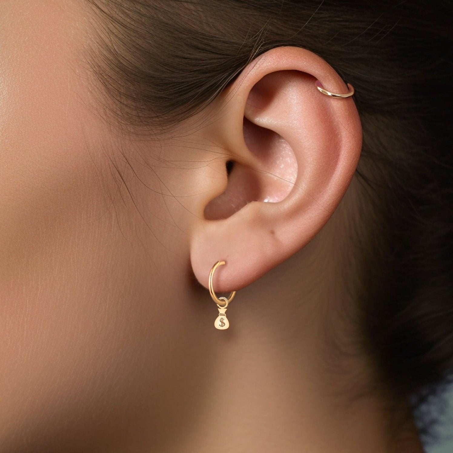 Money Bag Hoop Earrings