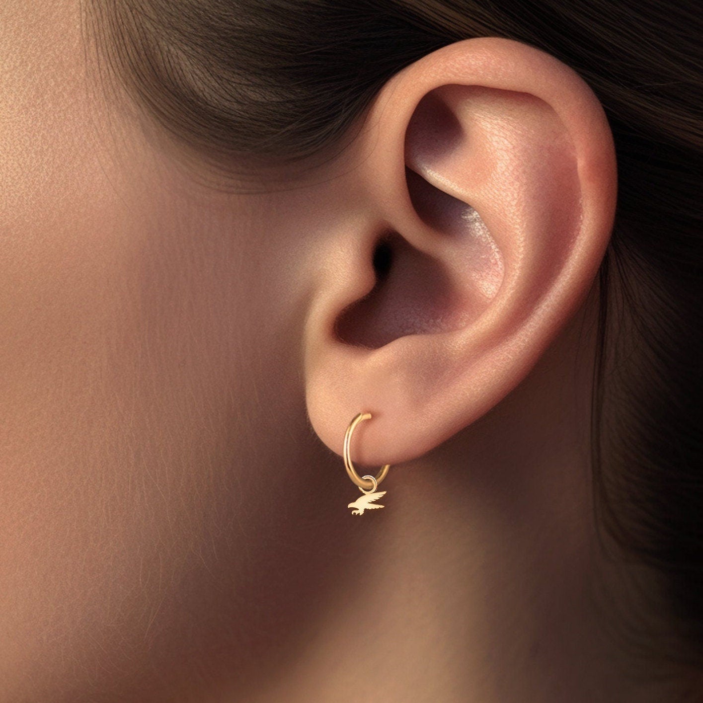 Eagle Charm Hoop Earrings