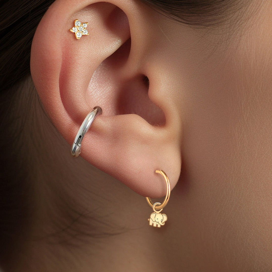Elephant Charm Hoop