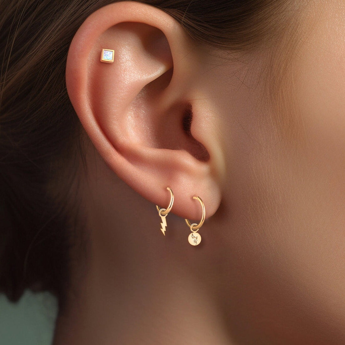 Firebird Charm Hoop Earrings