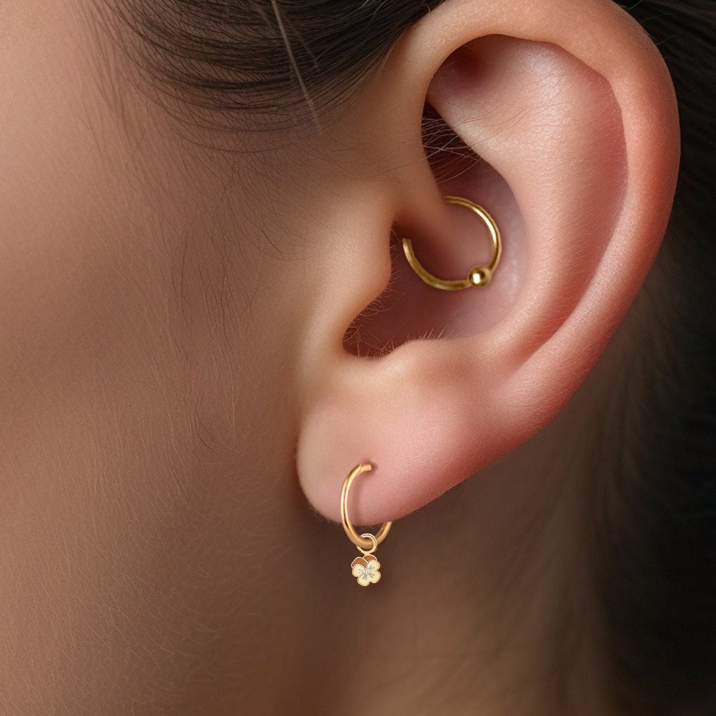 Pansy Flower Huggie Earrings