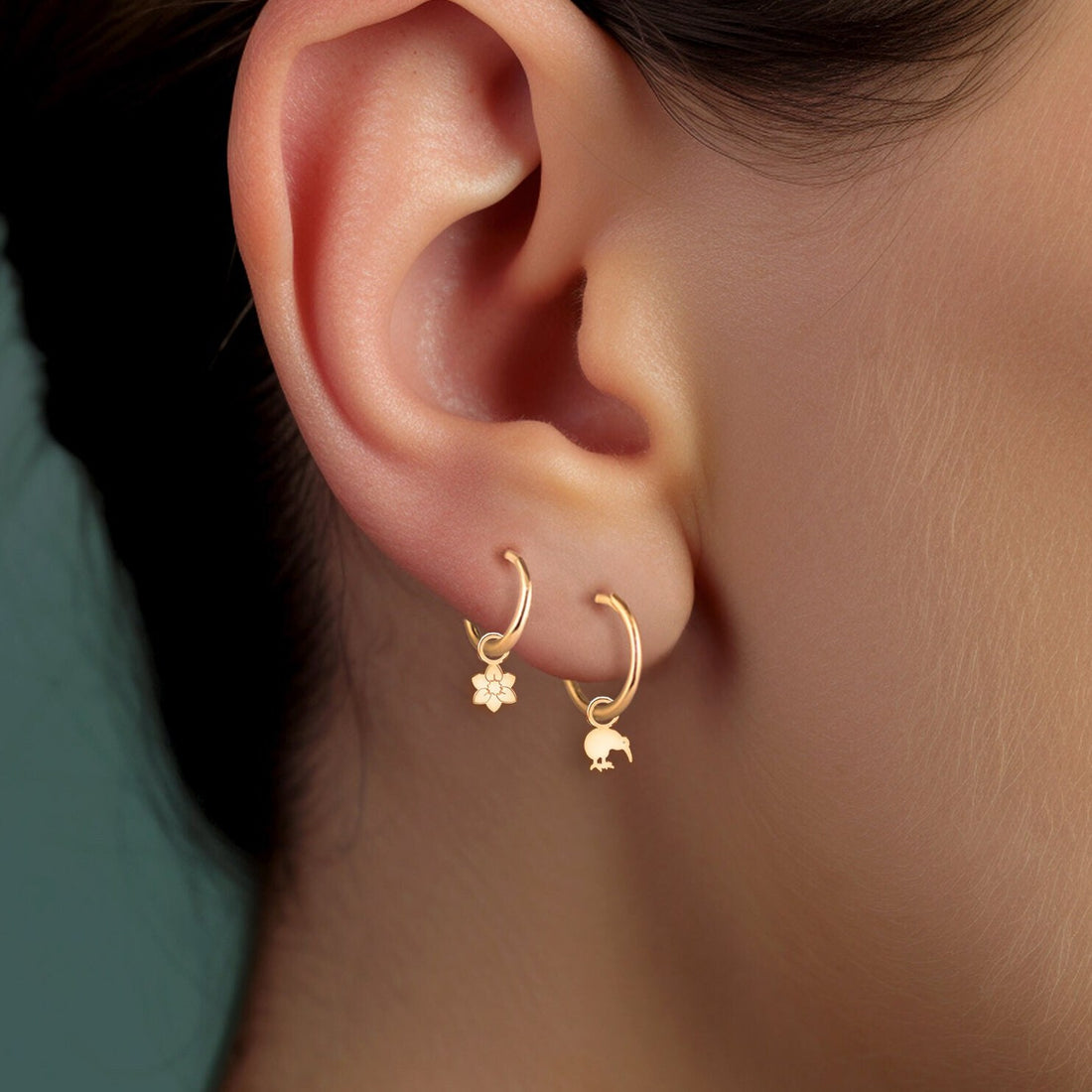 Kiwi Bird Huggie Hoops