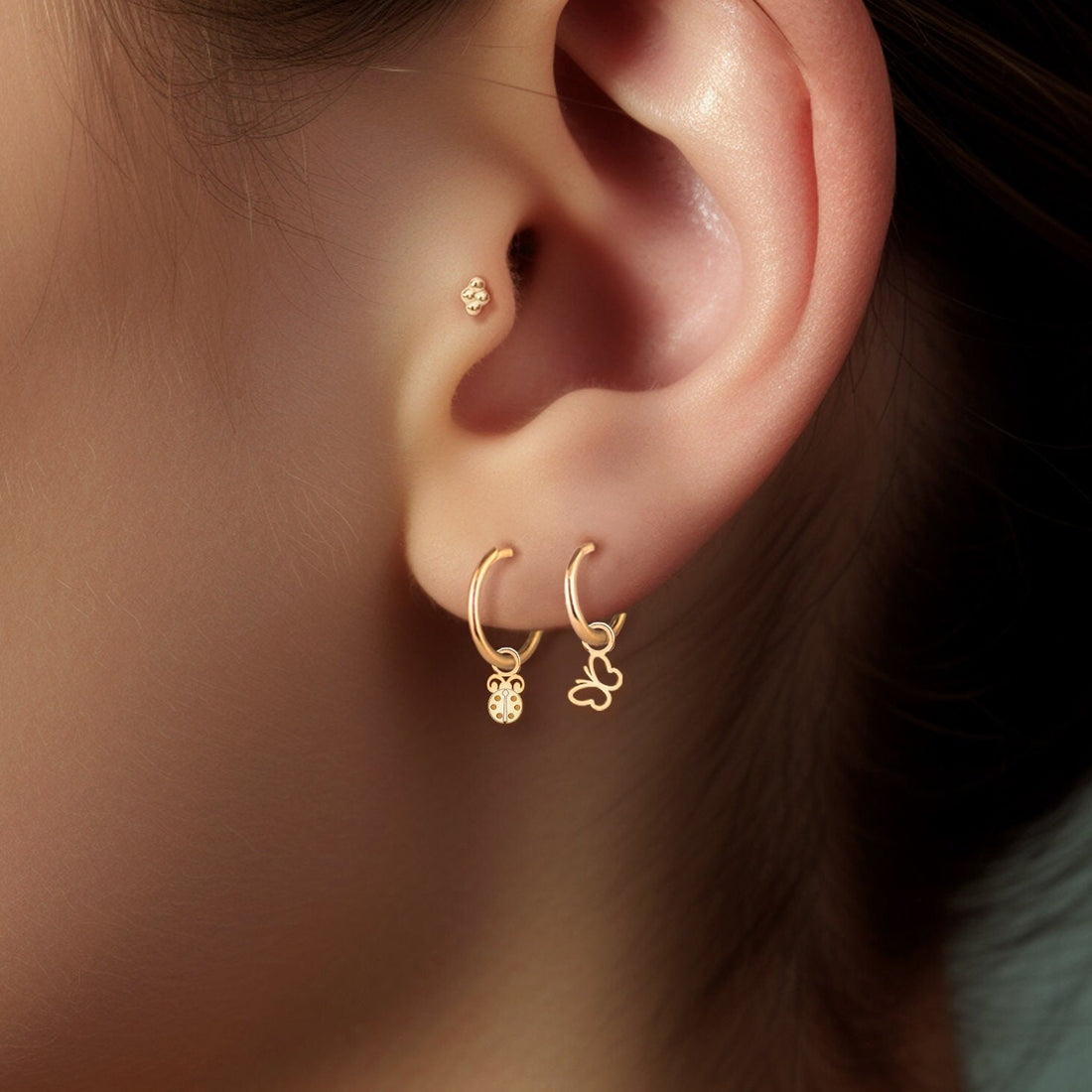 Dainty Ladybug Huggie Hoop Earrings