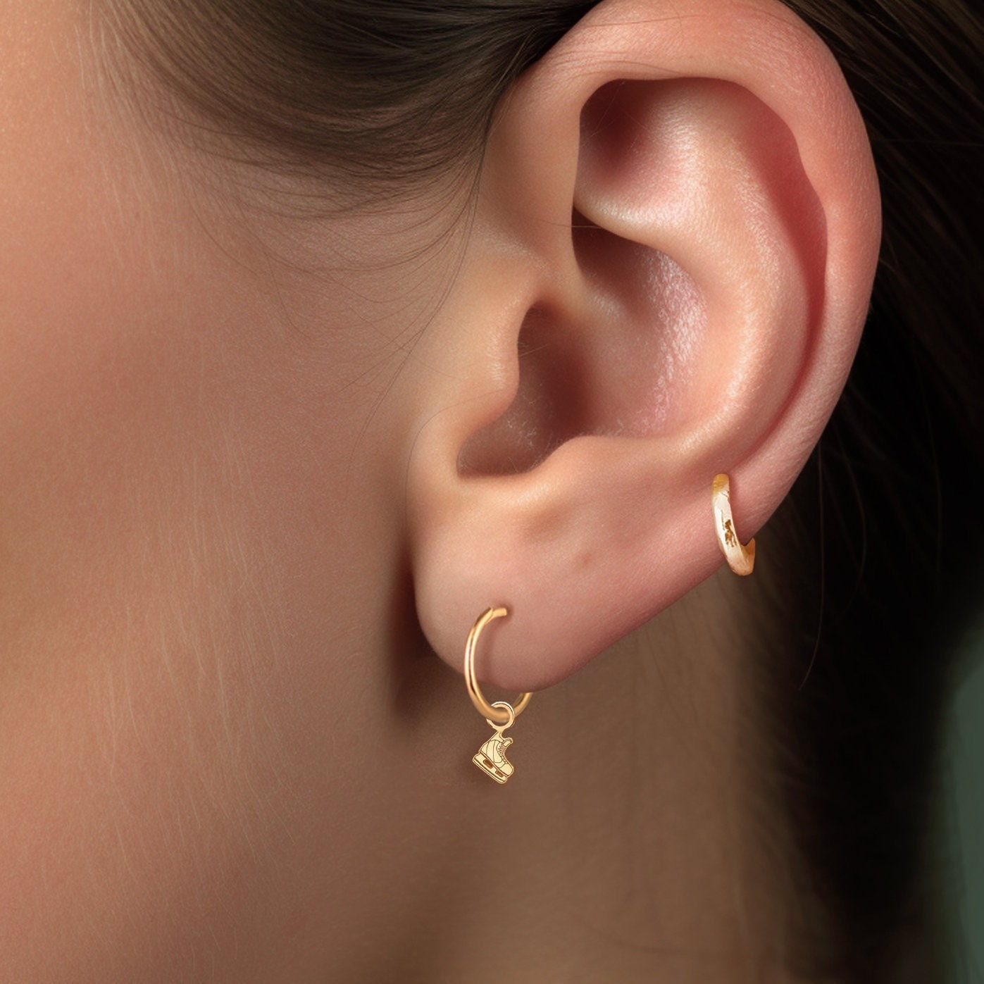Hockey Skate Huggie Earrings