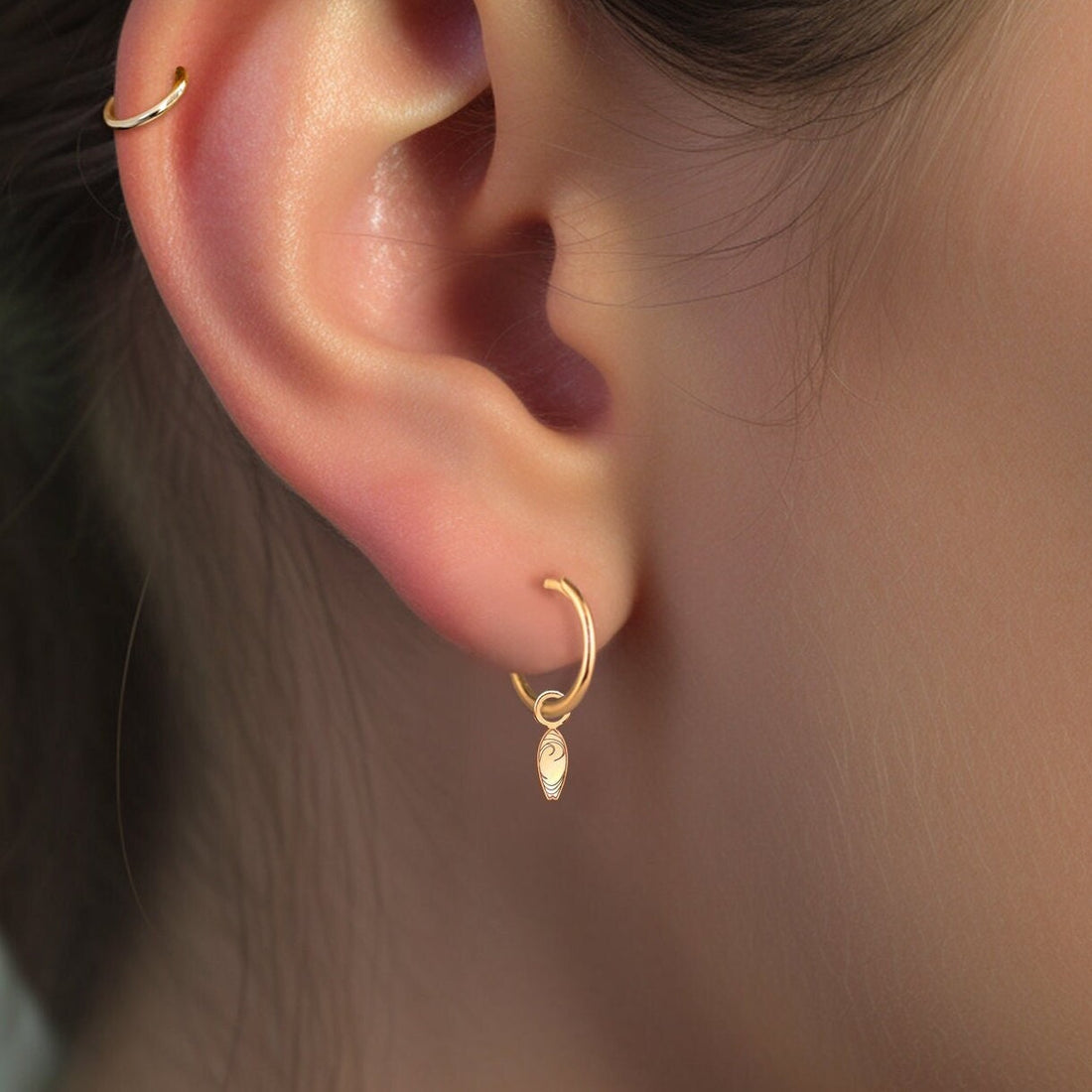 Seahorse Charm Huggie Hoops