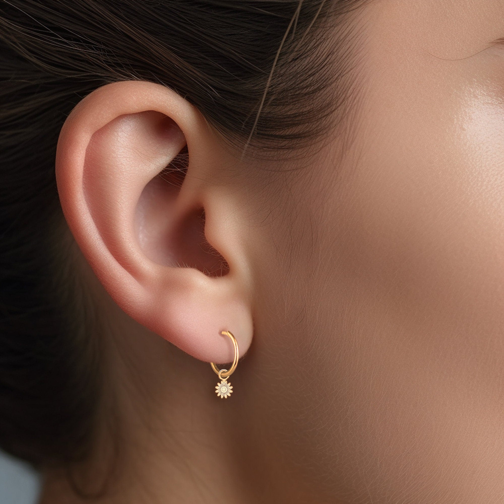 Daisy Huggie Hoop Earrings