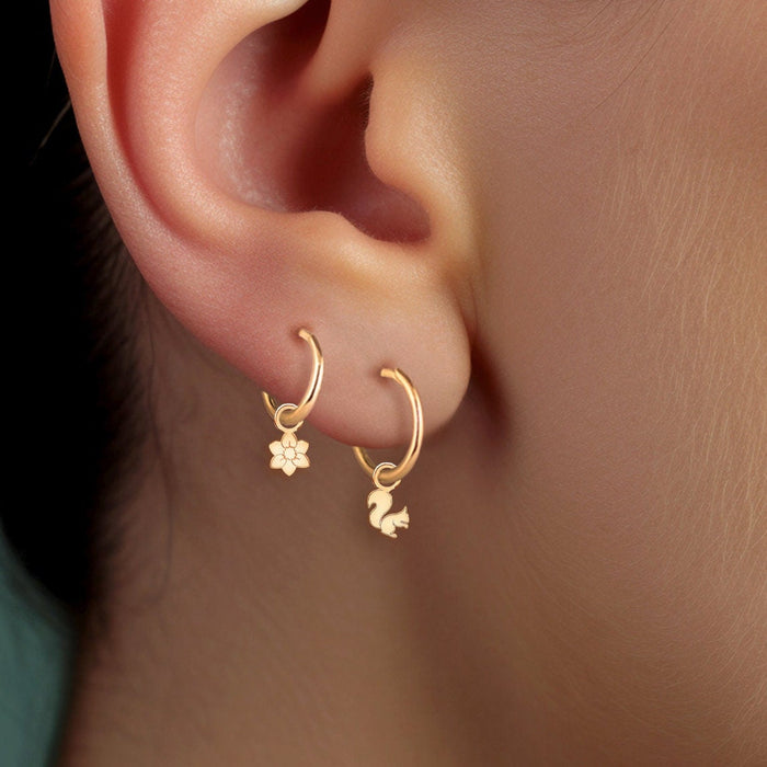 Squirrel Charm Huggie Hoops