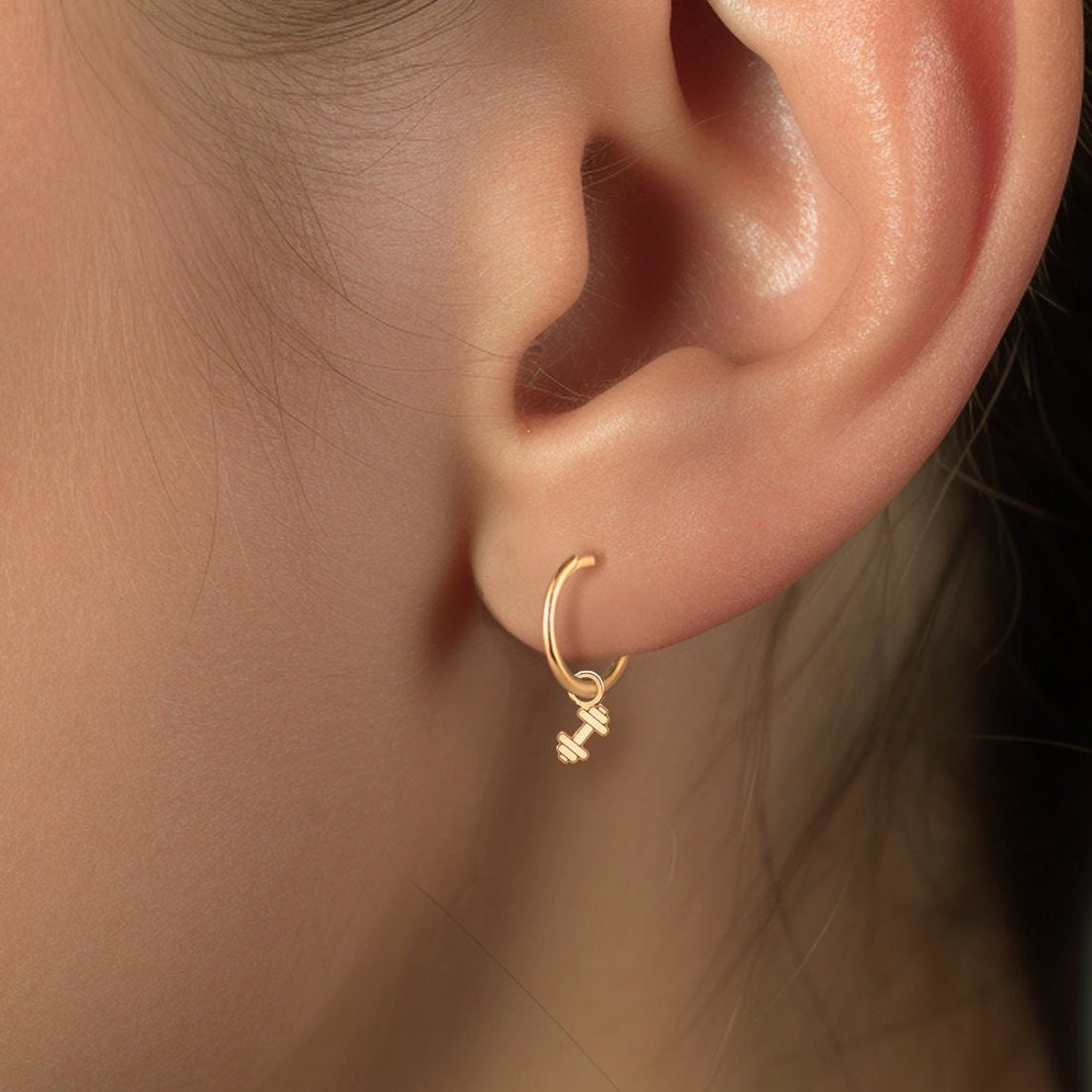 Dumbell Huggie Hoop Earrings