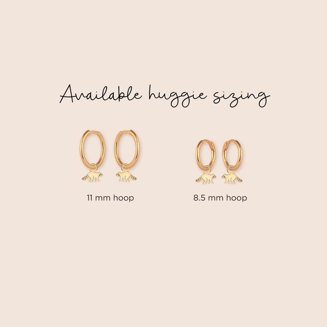 Raccoon Charm Huggie Hoops
