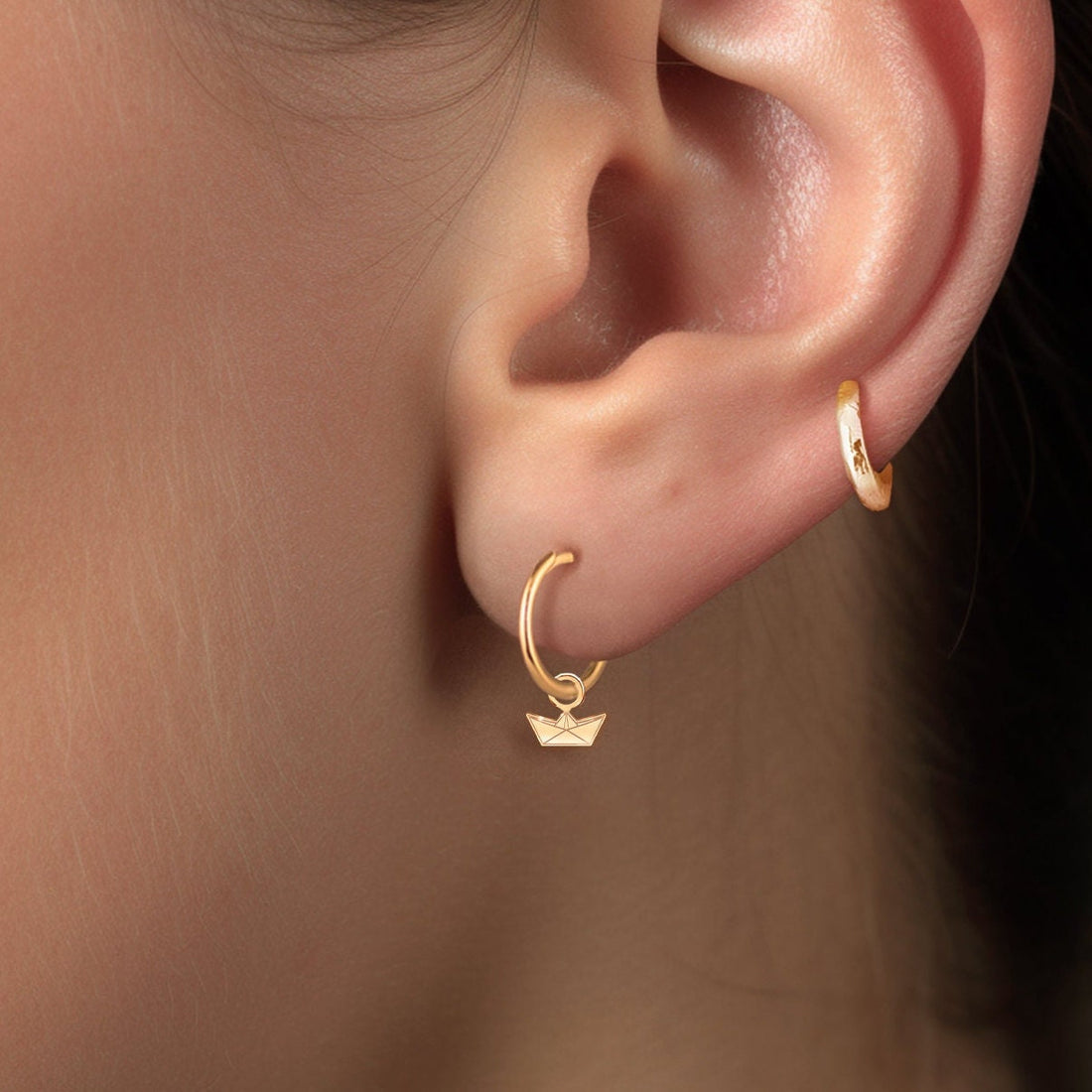 Paper Boat Huggie Earrings