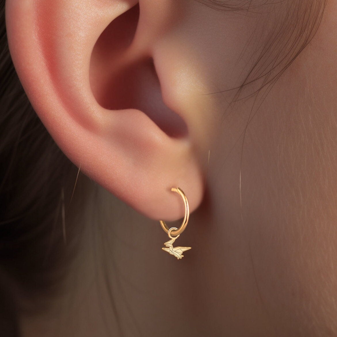 Origami Pterodactyl Hoop Earrings