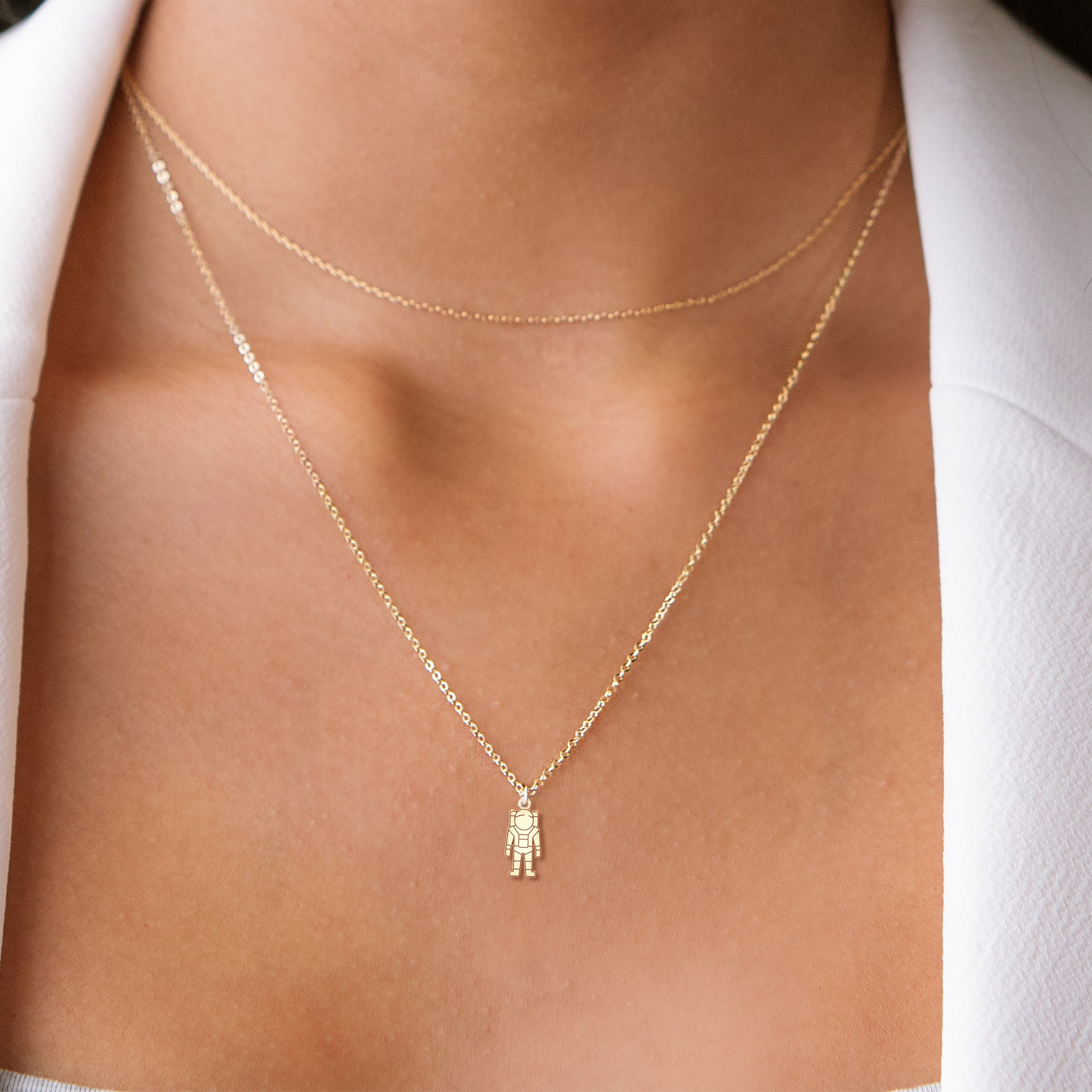 Astronaut Standing Pendant Necklace