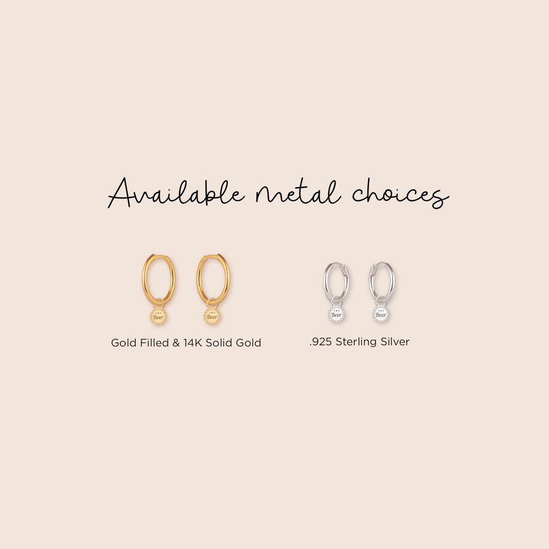 Beer Cap Charm Huggie Hoops