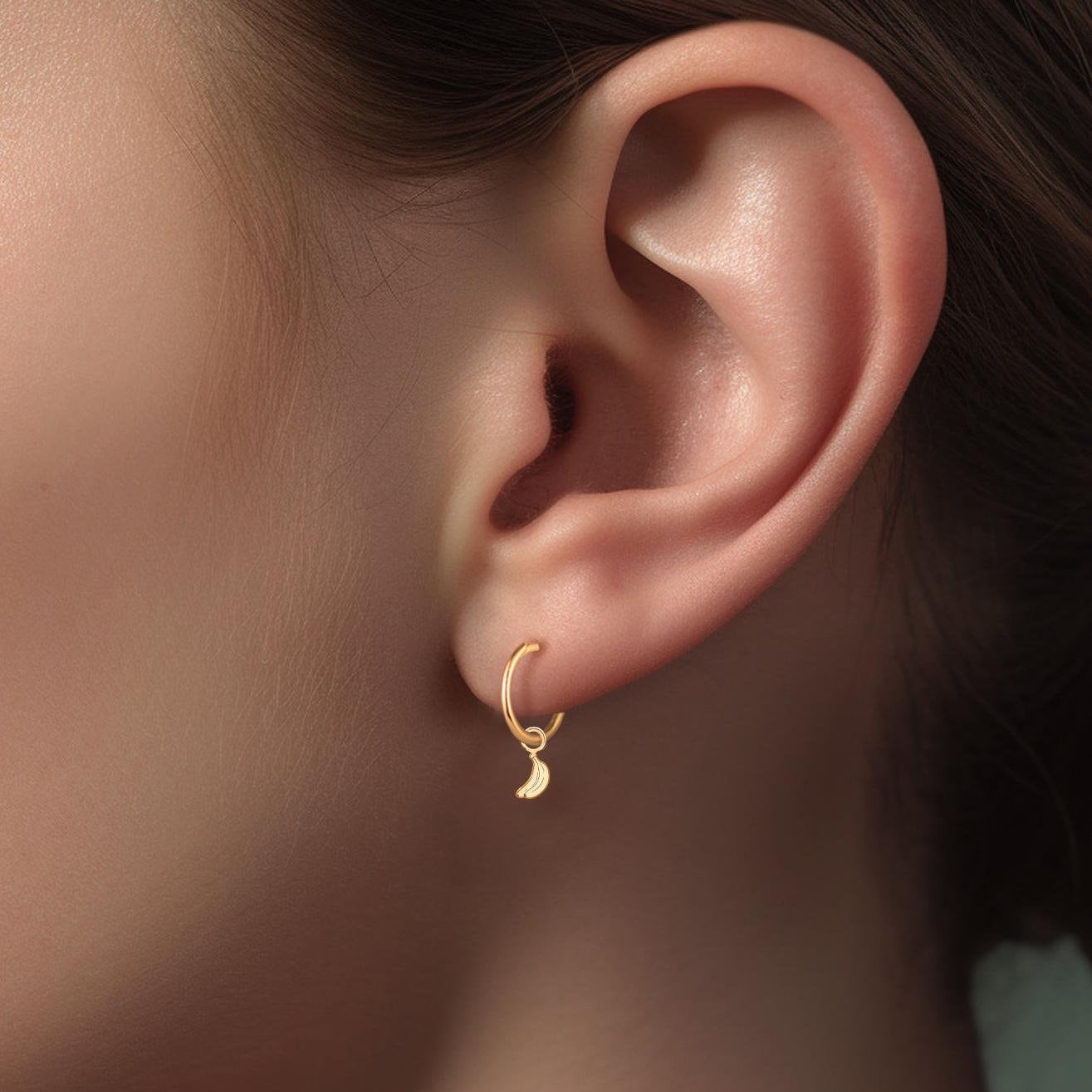 Banana Charm Hoop Earrings