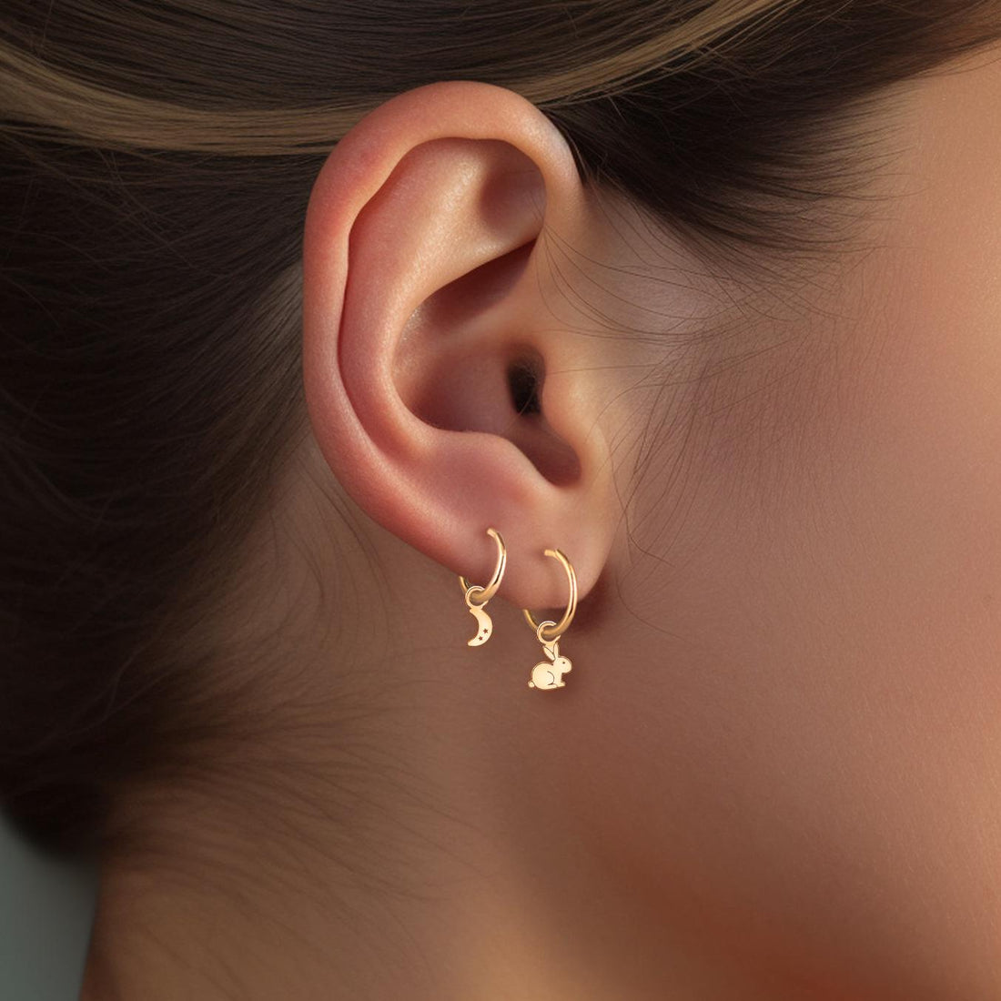 Bunny Charm Huggie Hoops