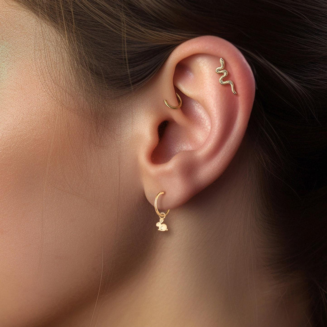 Bunny Charm Huggie Hoops