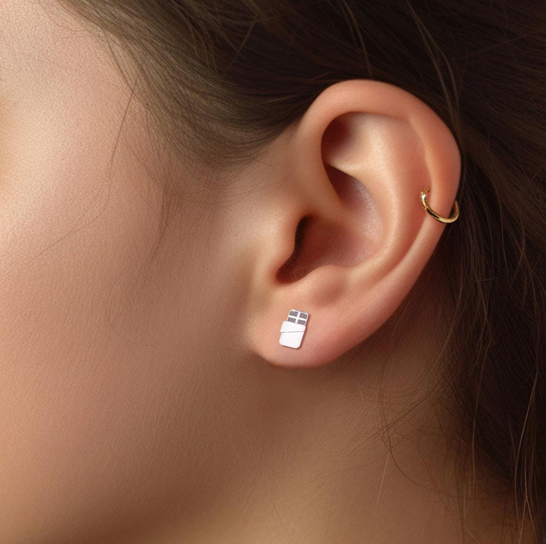 Chocolate Bar Stud Earrings