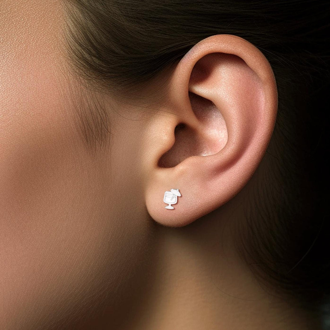 Cocktail Glass Stud Earrings