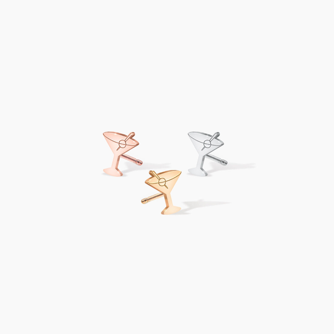 Martini Glass Charm Stud Earrings