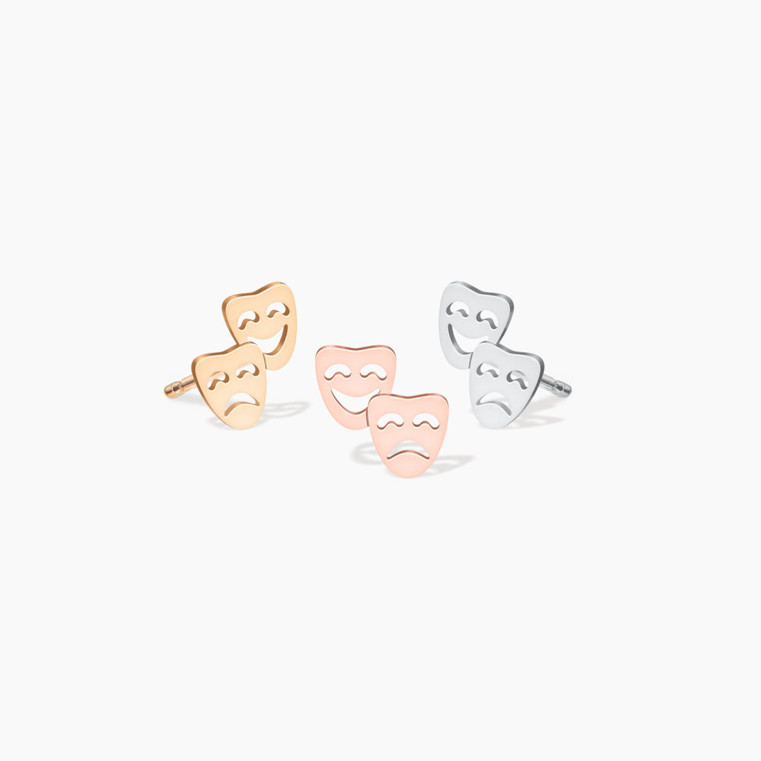 Happy Sad Drama Mask Charm Stud Earrings