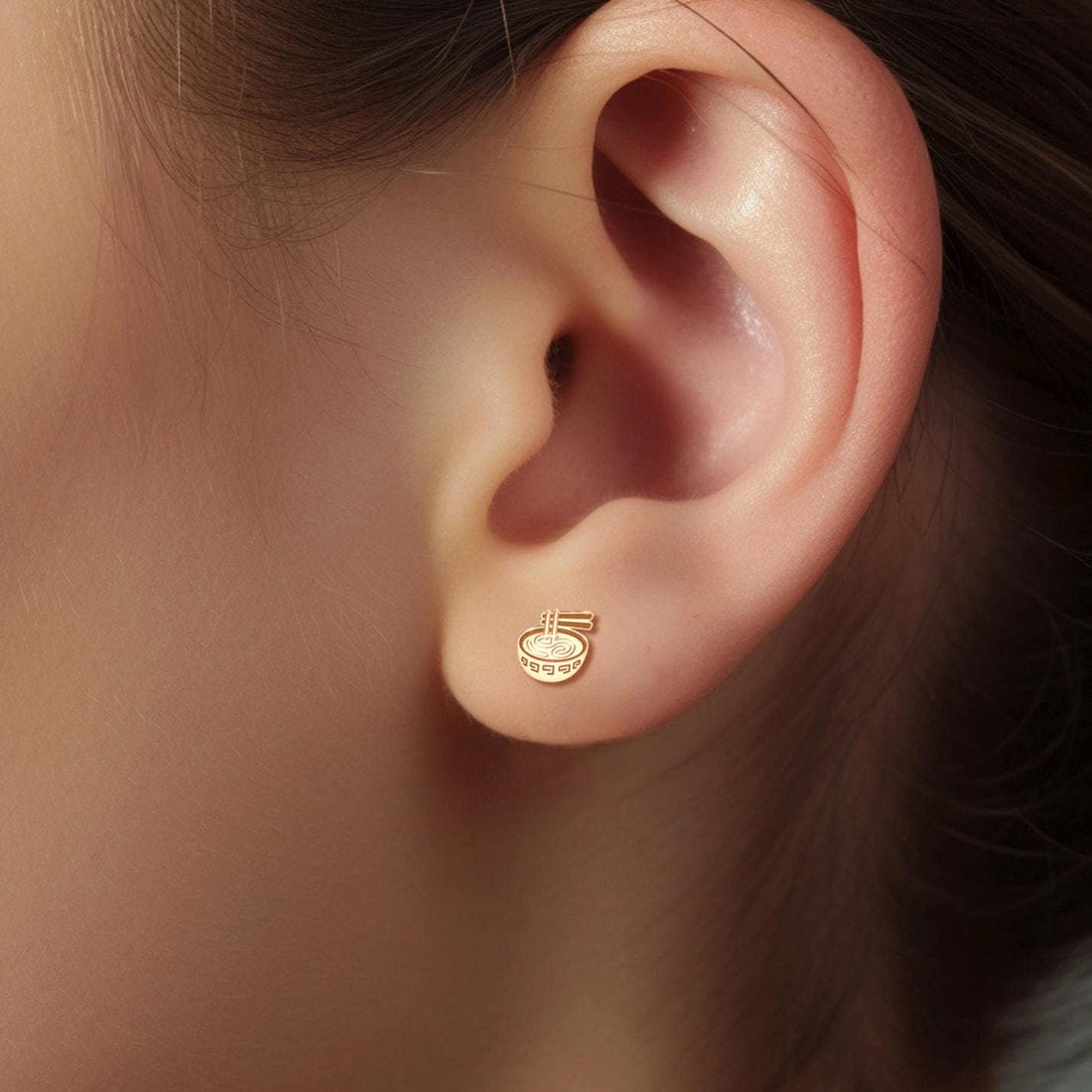 Ramen Noodle Charm Stud Earrings
