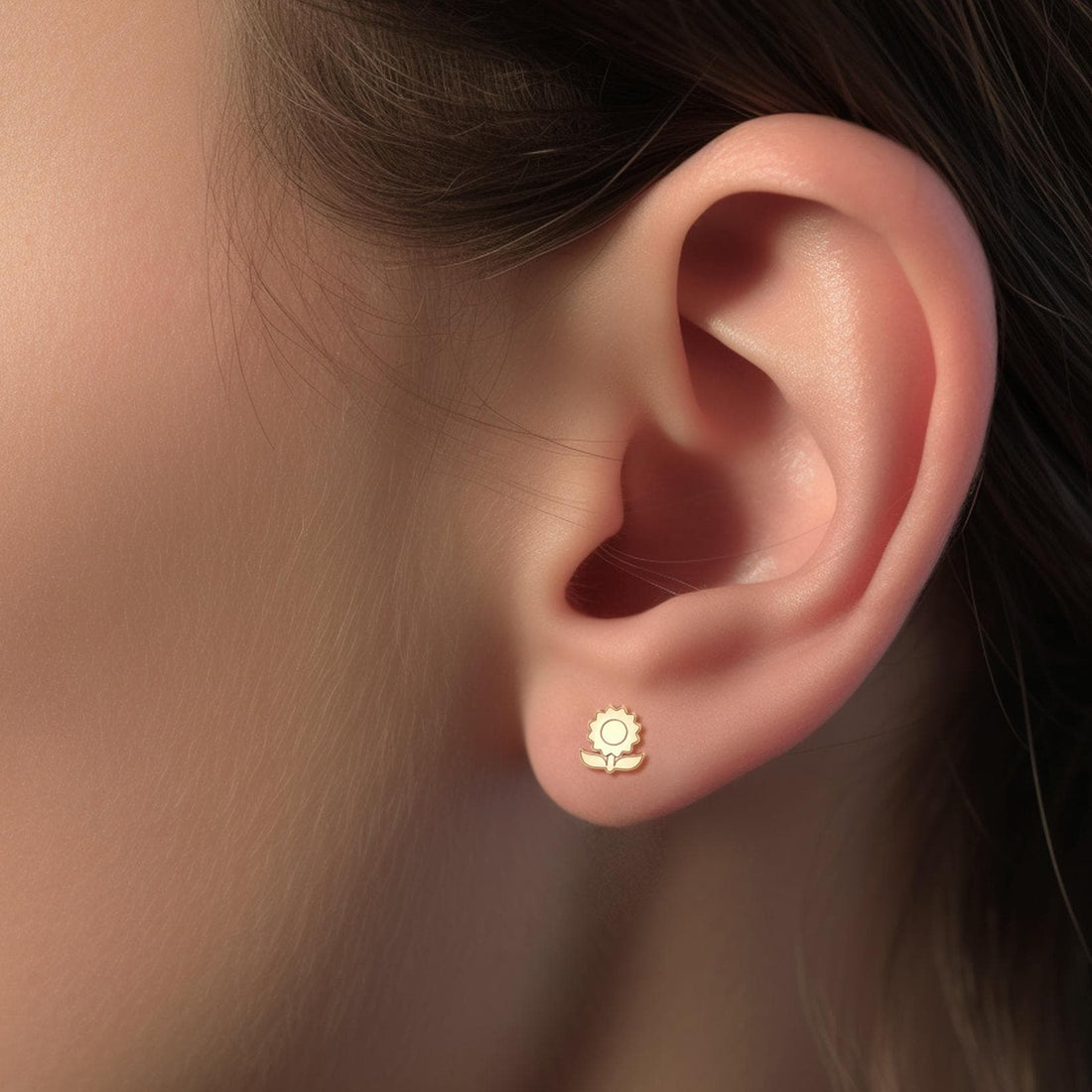 Sunflower Charm Stud Earrings