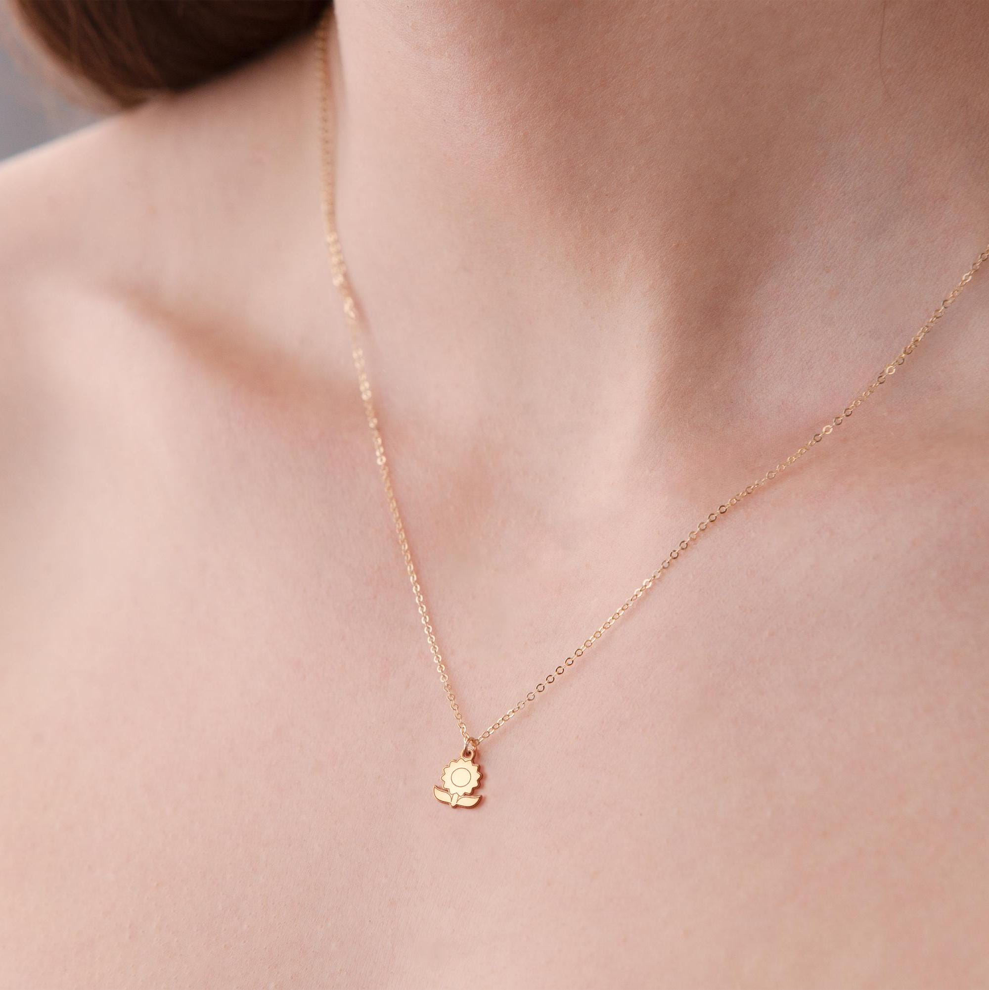 Sunflower Pendant Cable Necklace