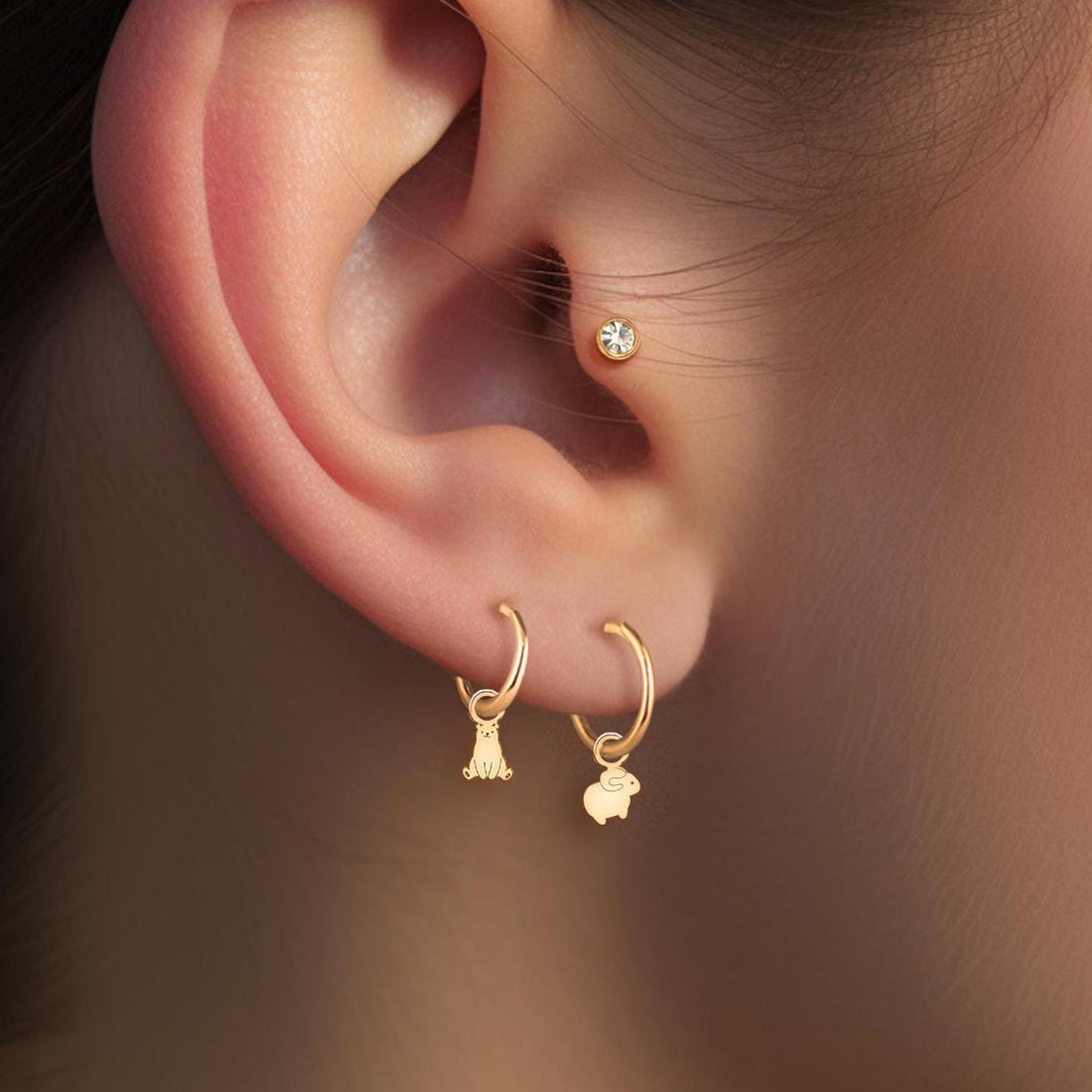 Aries Charm Huggie Hoops