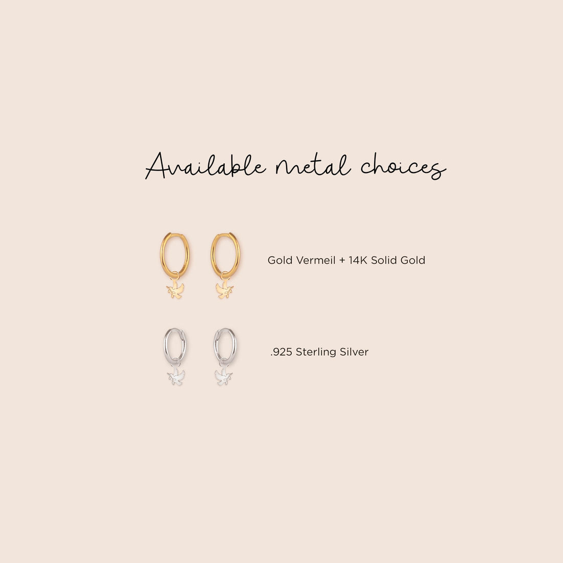 Dove Leaf Charm Huggie Earrings
