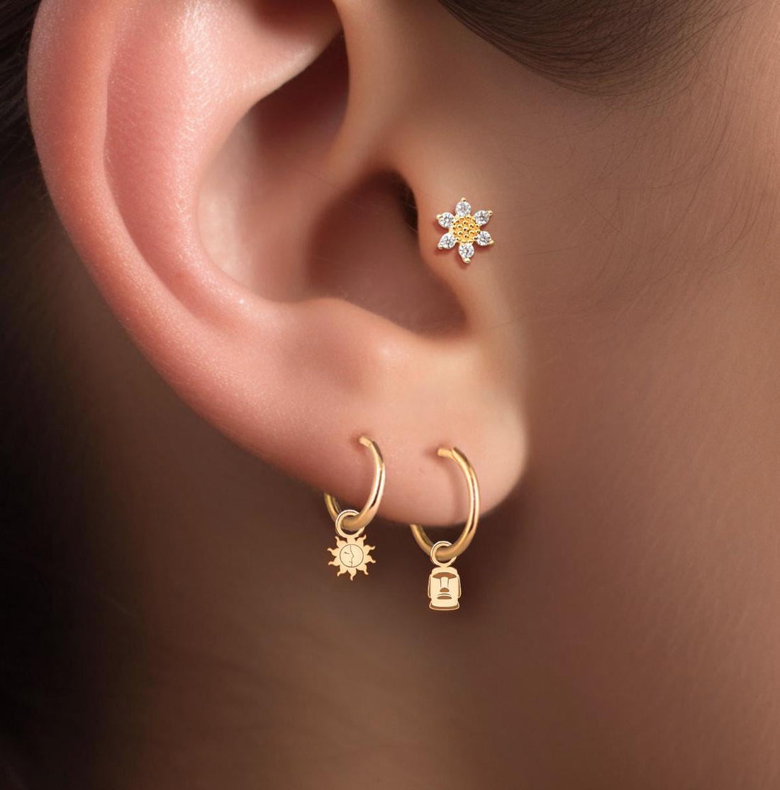 Moai Statue Huggie Earrings
