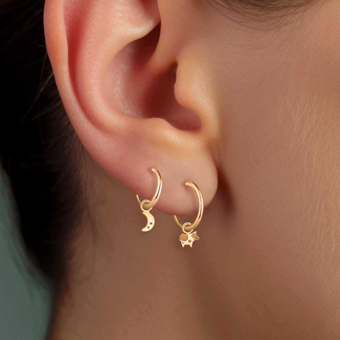 Cow Charm Hoop Earrings
