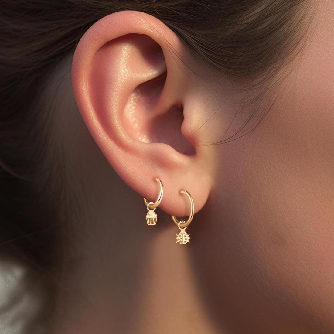 Ladybug Huggie Hoop Earrings