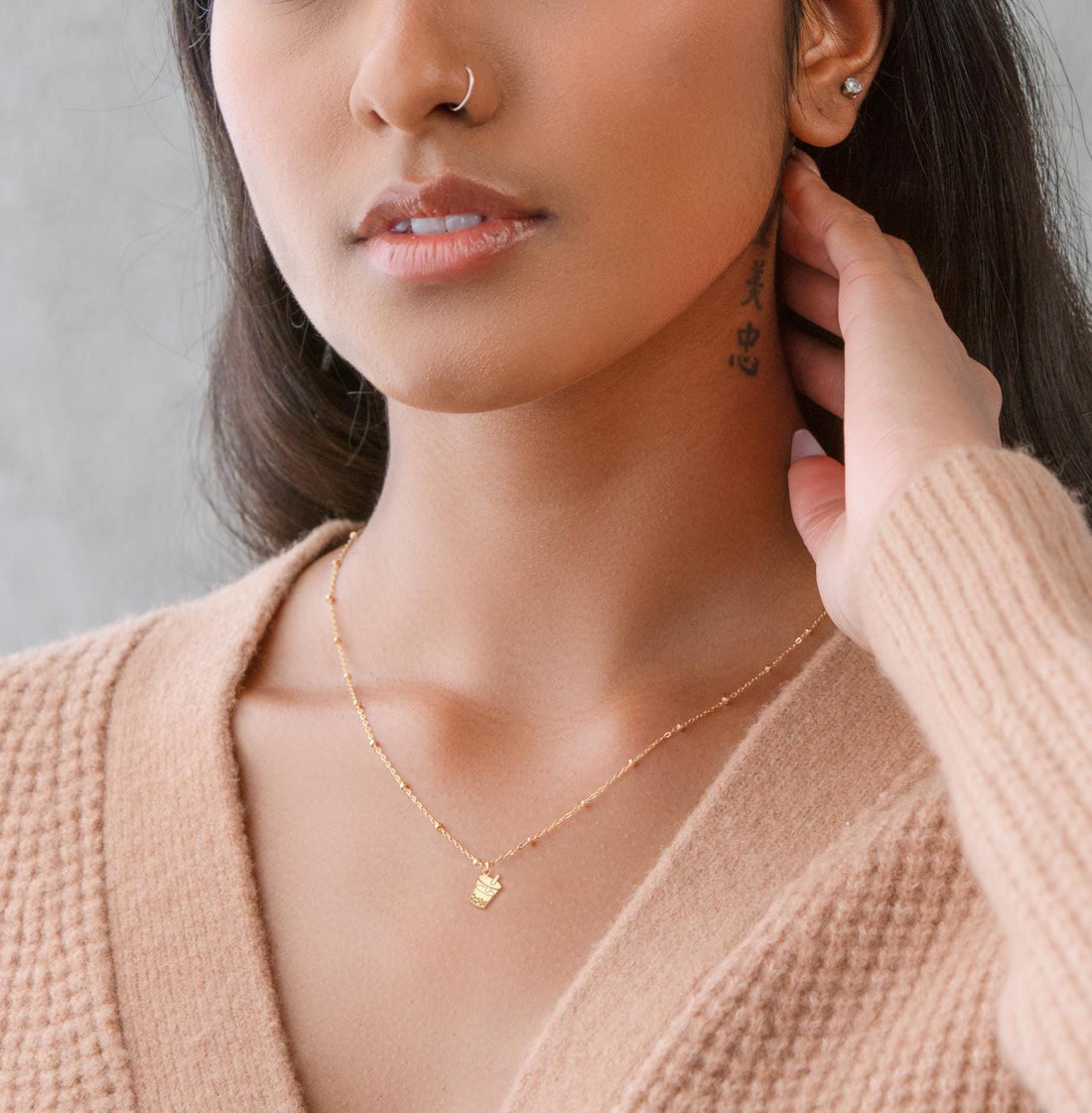 Bubble Tea Pendant  Beady Necklace