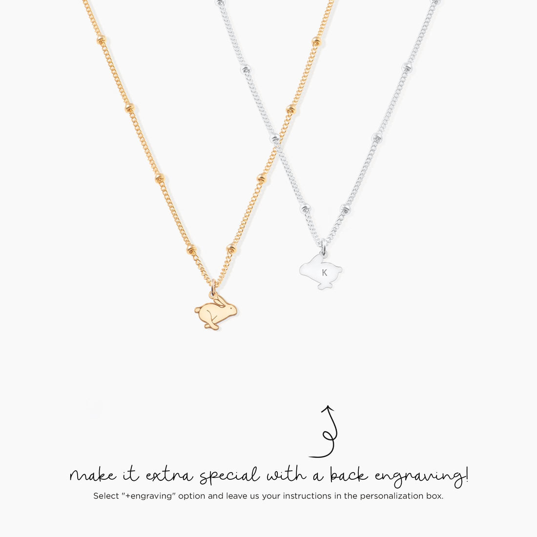 Rabbit Pendant Beady Necklace