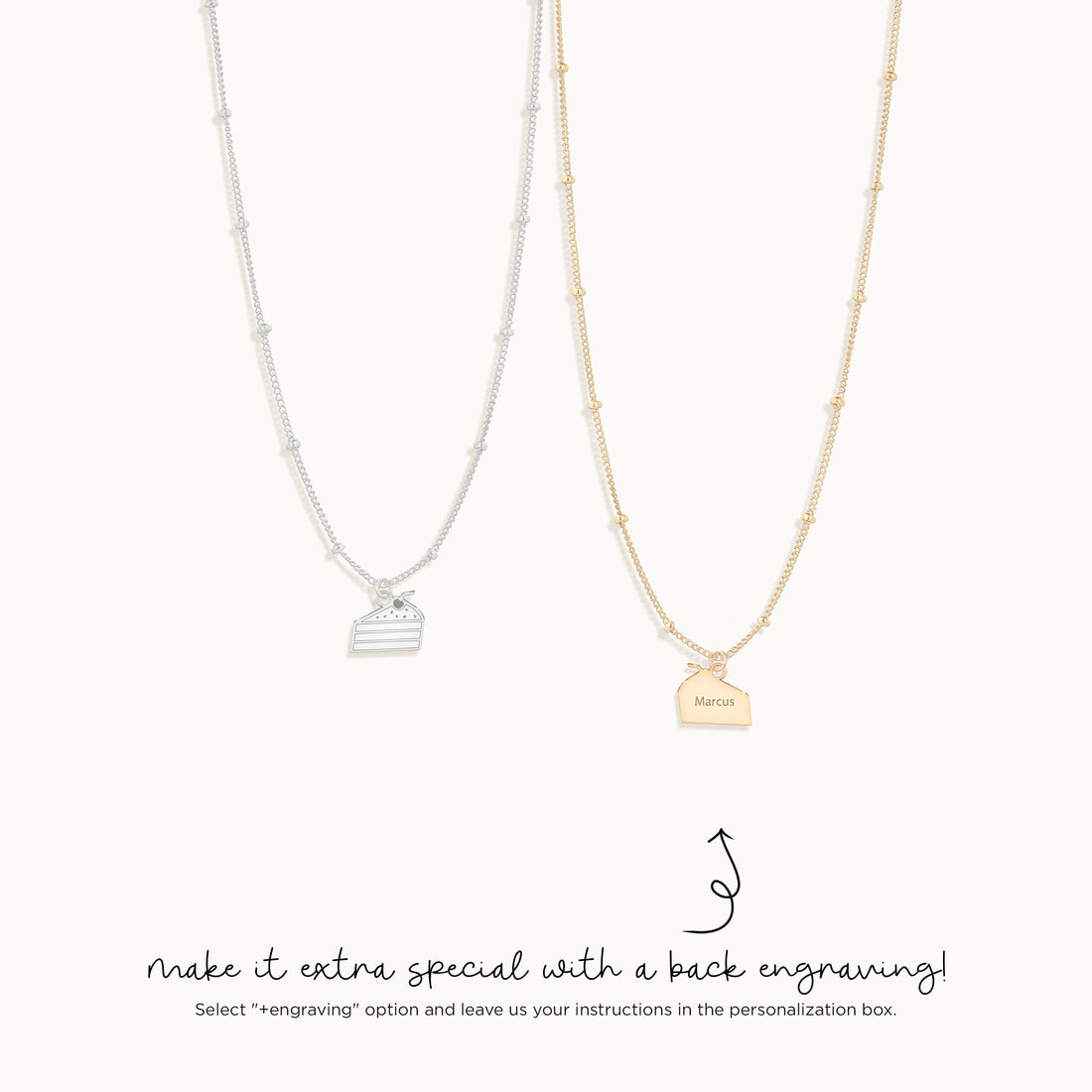 Cake Slice Charm Beady Necklace