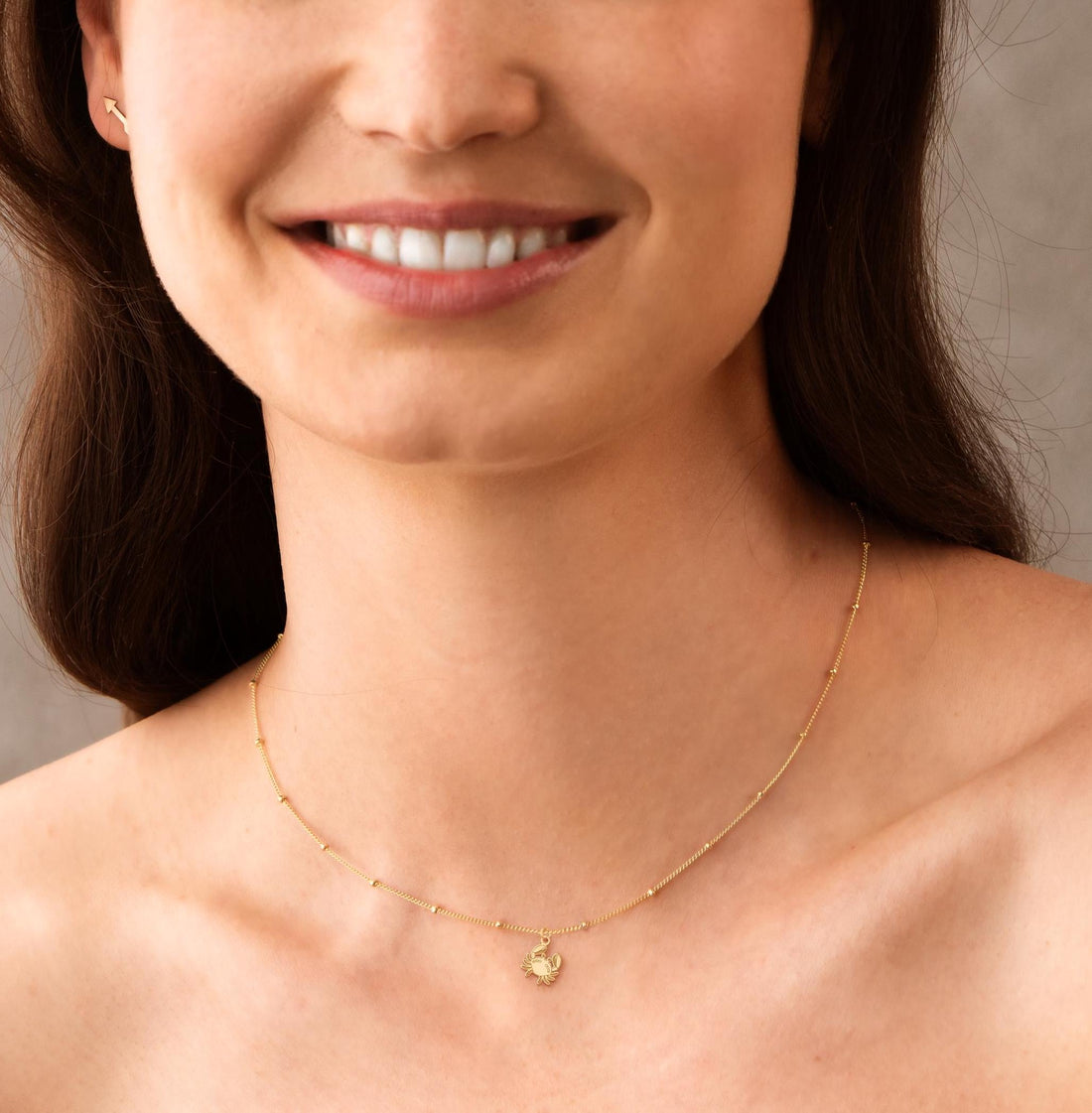 Crab Charm Pendant Beady Necklace