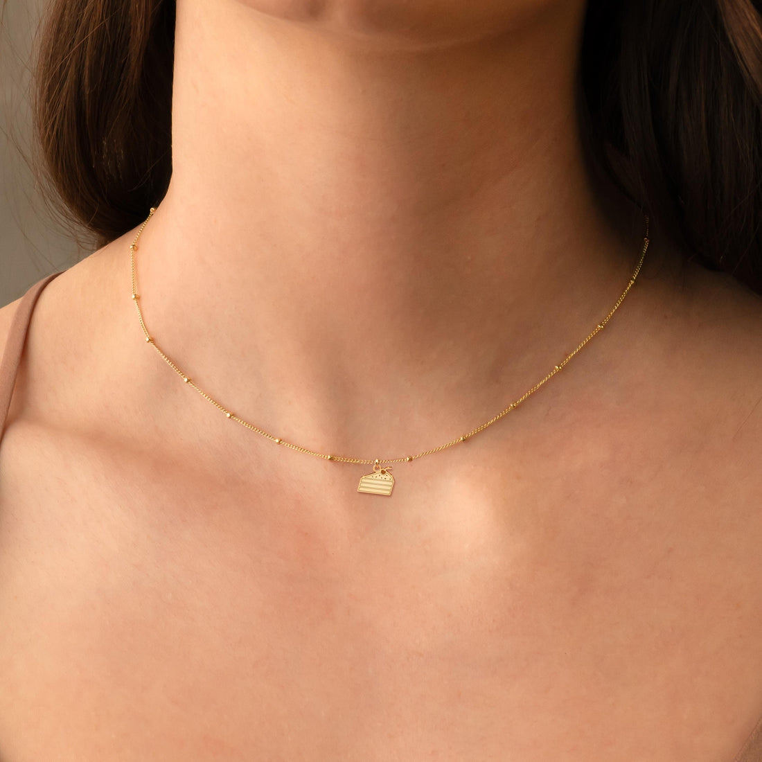 Cake Slice Charm Beady Necklace