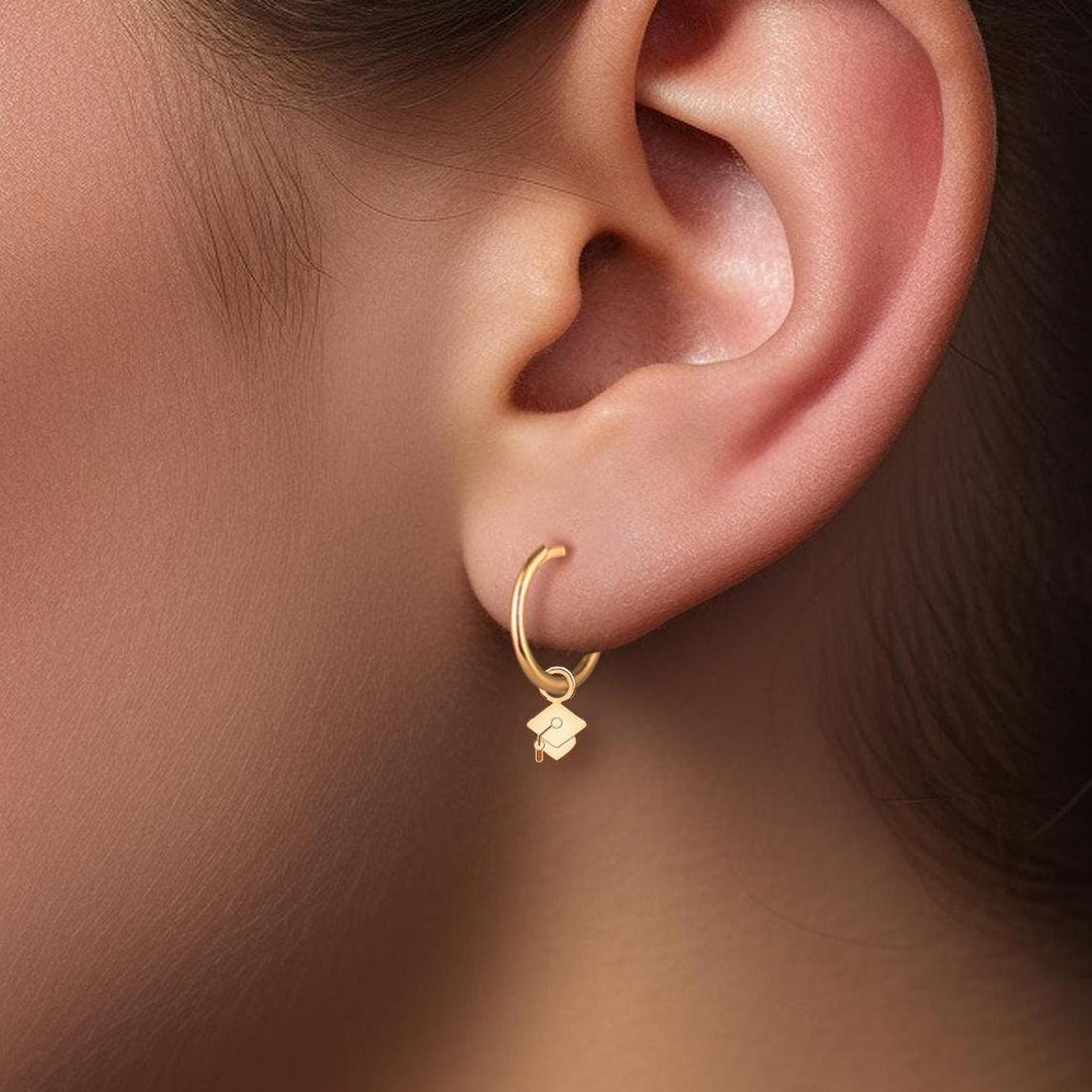 Grad Cap Huggie Earrings